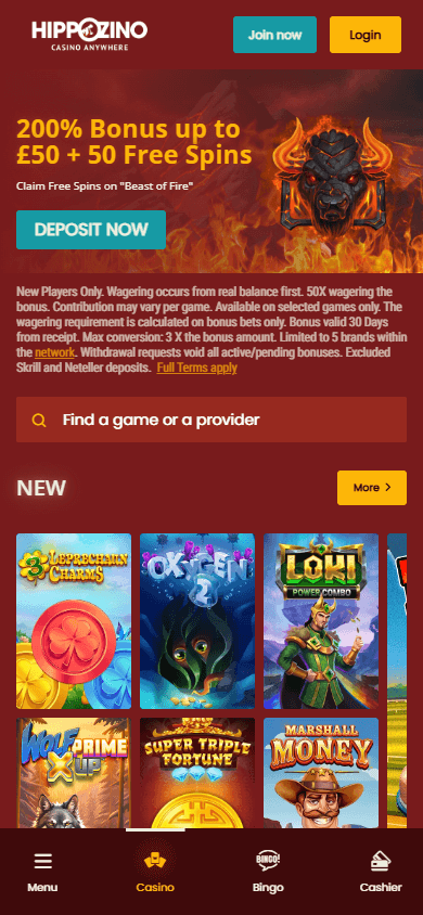 Hippozino Casino Mobile screenshot